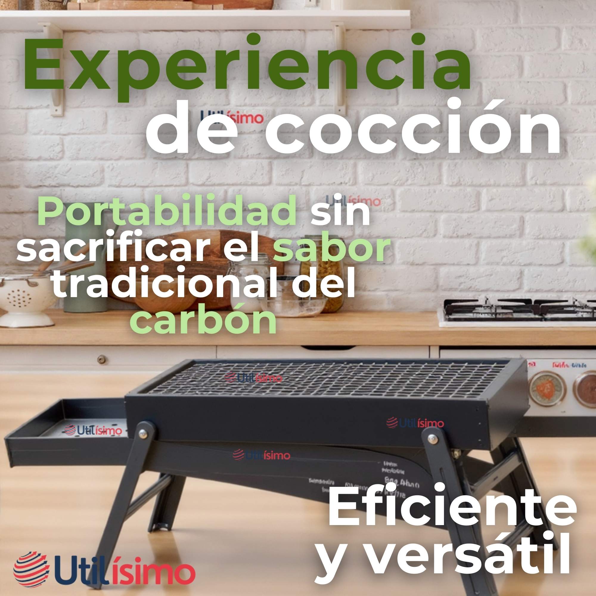 MINI PARRILLERA DE CARBON PLEGABLE PORTATIL ACERO - 5