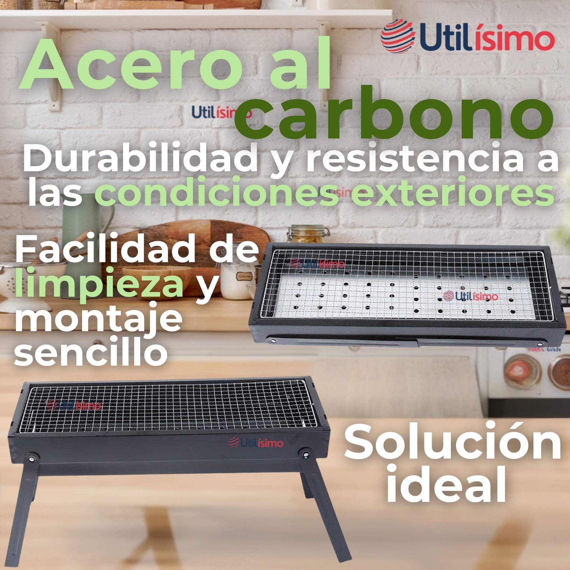 MINI PARRILLERA DE CARBON PLEGABLE PORTATIL ACERO - 8