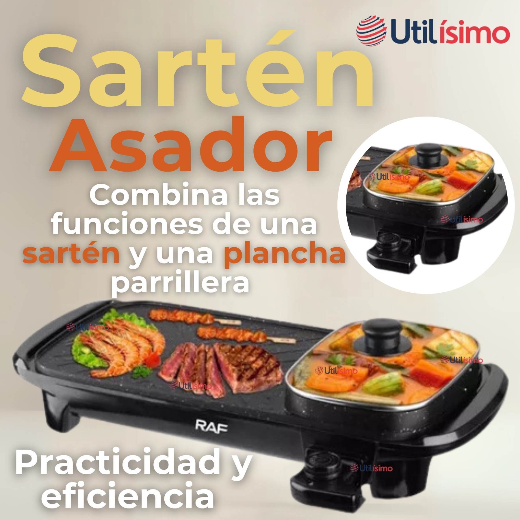 PLANCHA PARRILLERA ASADOR ELE CTRICO 2 EN 1 CHURRASQUERA - 3