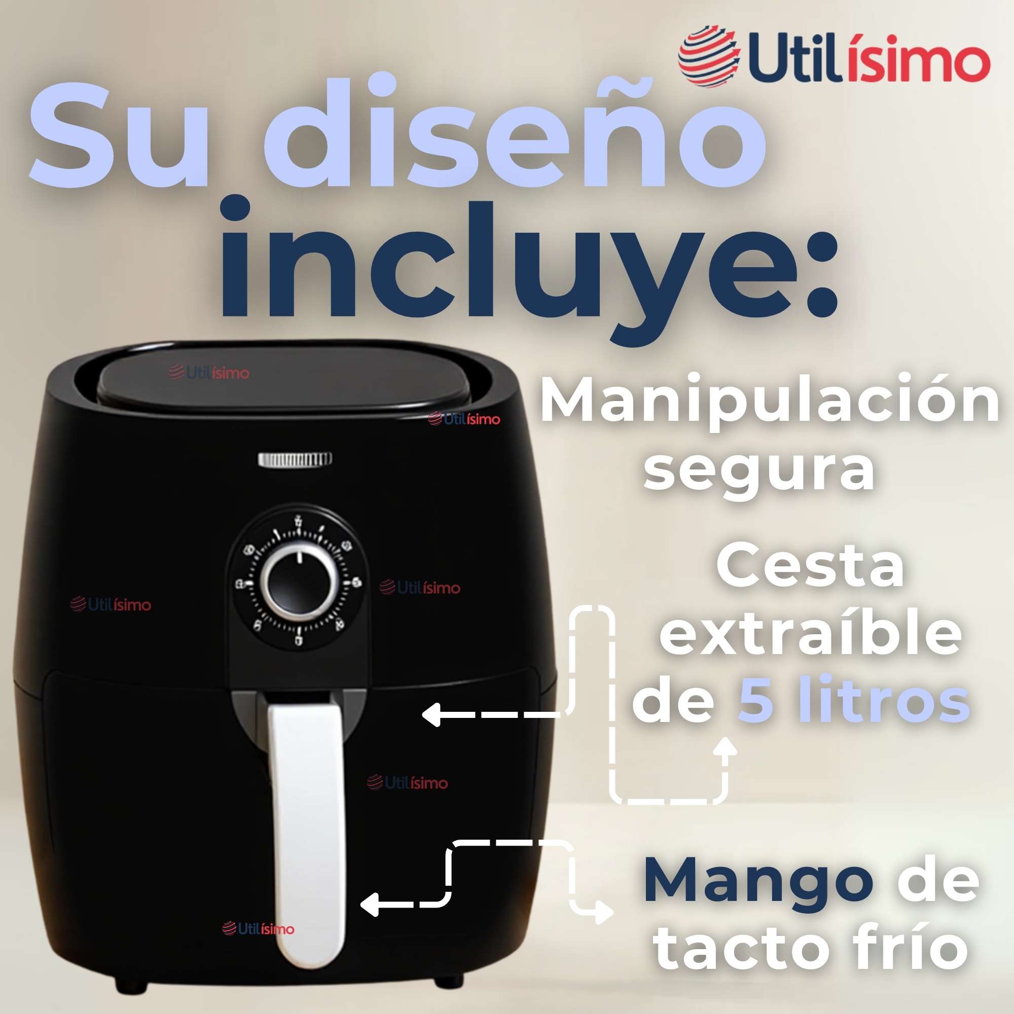 FREIDORA DE AIRE 5 LITROS 1350W POTENCIA AIR FRYER PREMIUM - 9