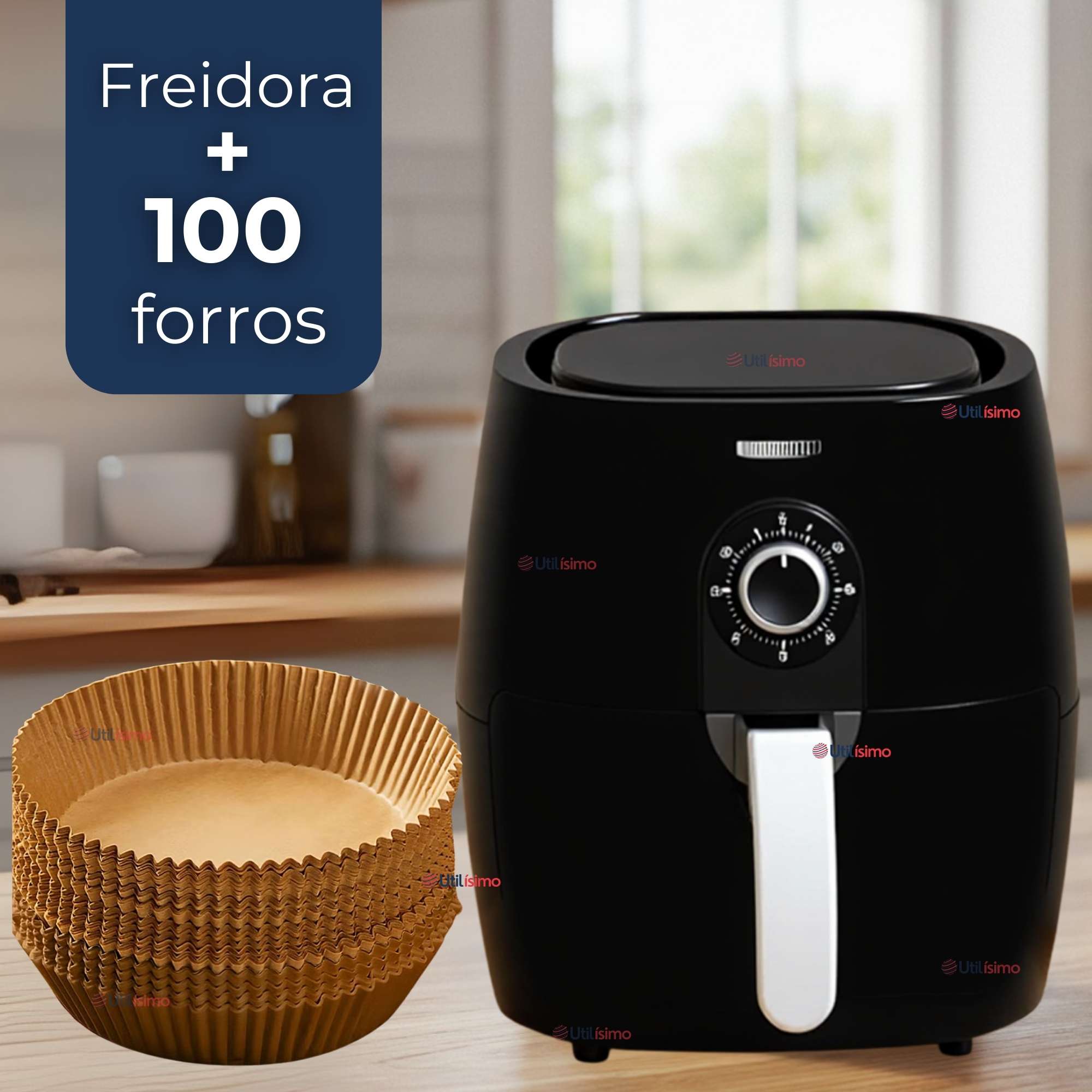 FREIDORA DE AIRE PREMIUM 5 LITROS 1350W+KIT DE 100 FORROS DE PAPEL DESECHABLE - 1