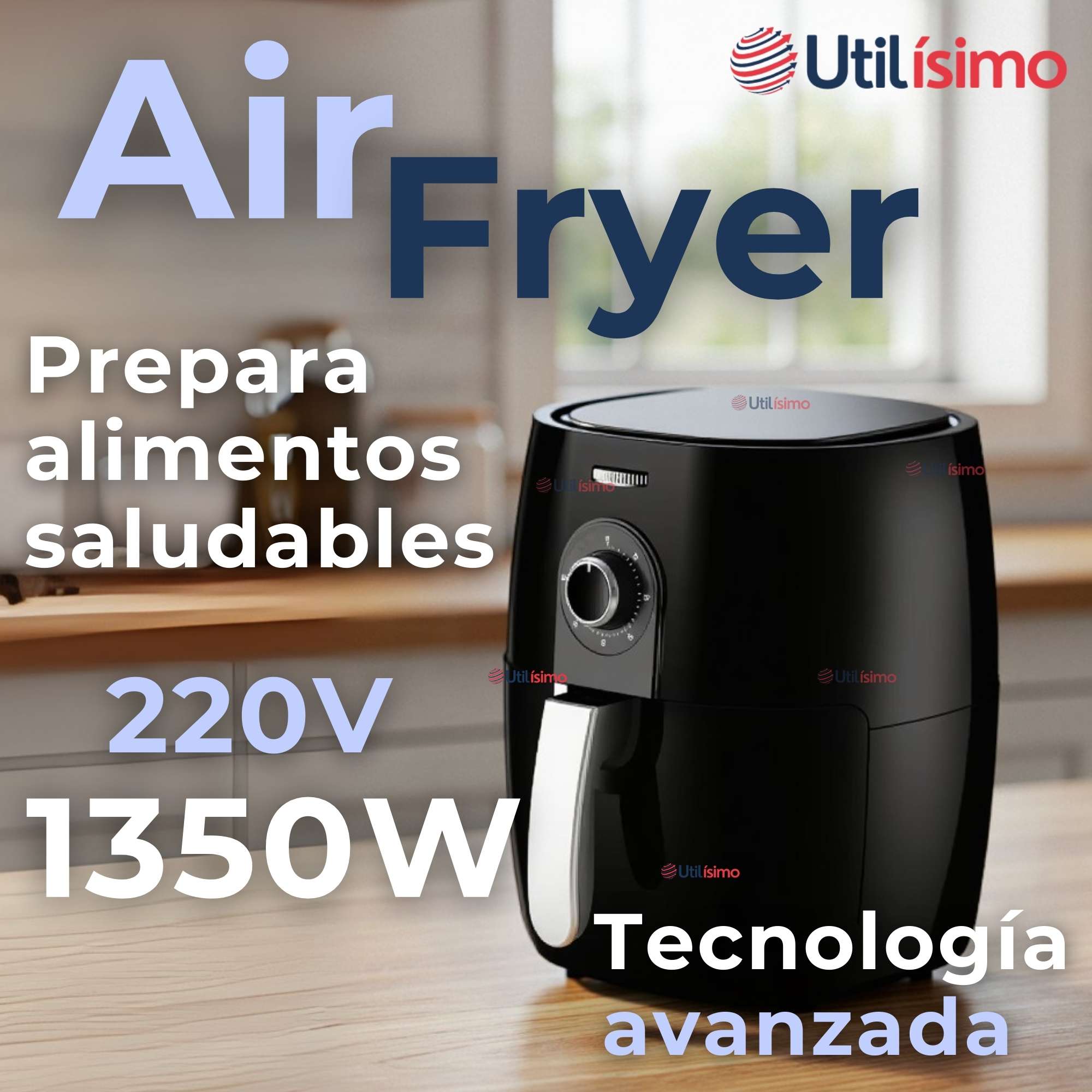 FREIDORA DE AIRE PREMIUM 5 LITROS 1350W+KIT DE 100 FORROS DE PAPEL DESECHABLE - 7