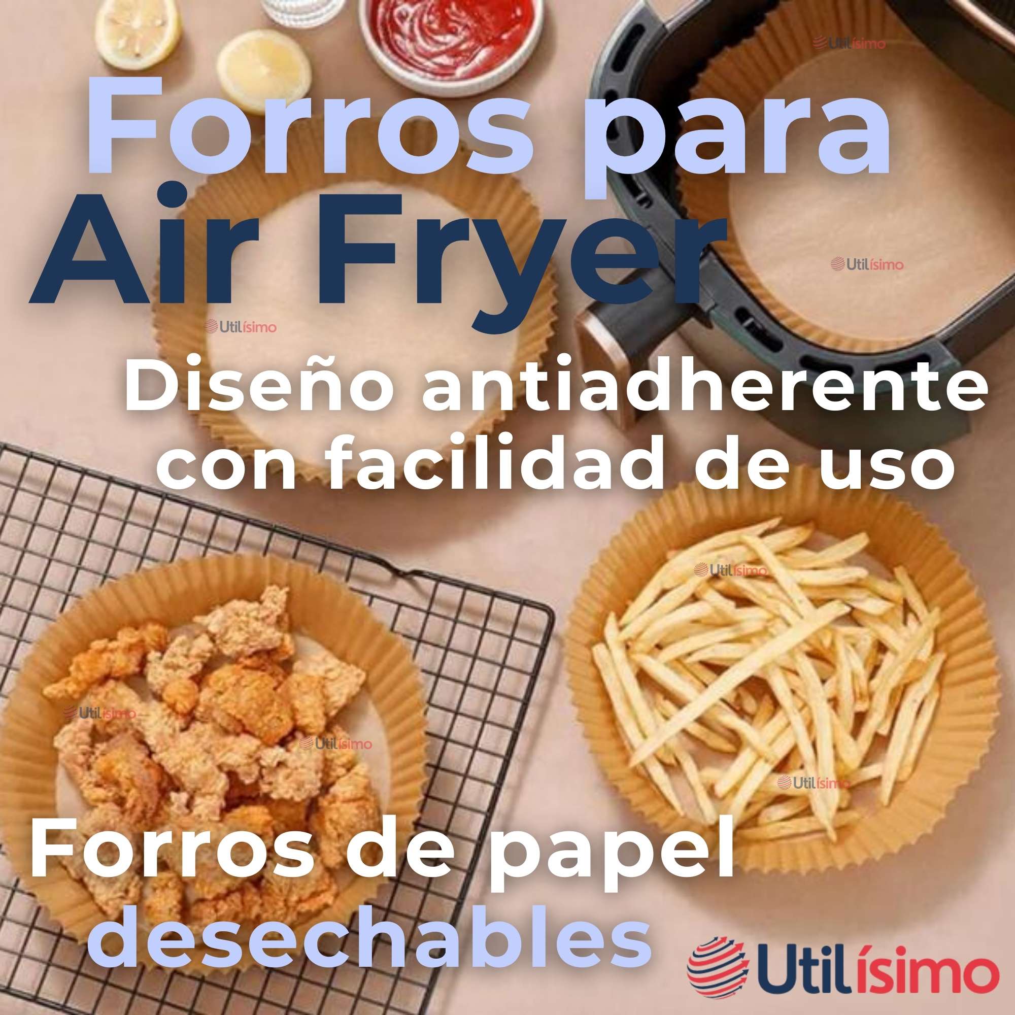 FREIDORA DE AIRE PREMIUM 5 LITROS 1350W+KIT DE 100 FORROS DE PAPEL DESECHABLE - 11