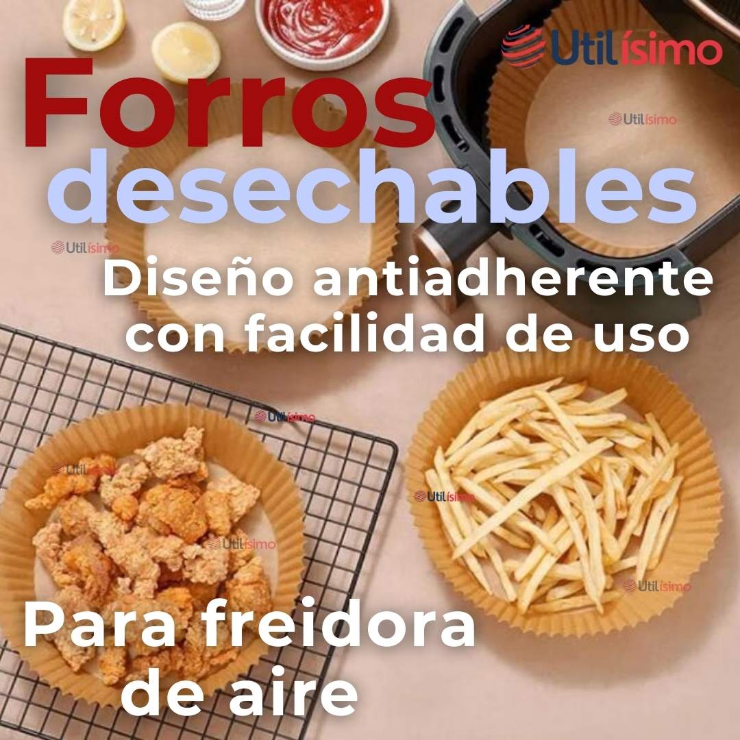 KIT DE 100 UNIDADES FORROS DESECHABLES ANTIADHERENTES PAPEL PARA FREIDORA DE AIRE - 3