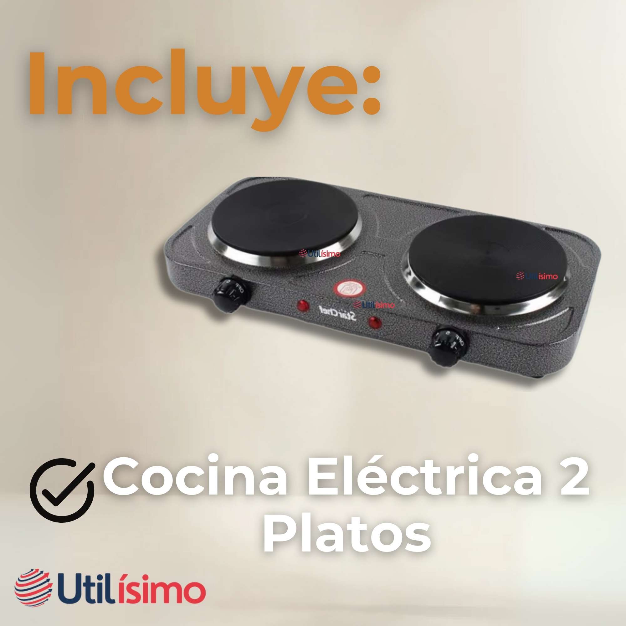 COCINA ELÉCTRICA 2 PLATOS COCINILLA PORTATIL 2000W DE POTENCIA - 2