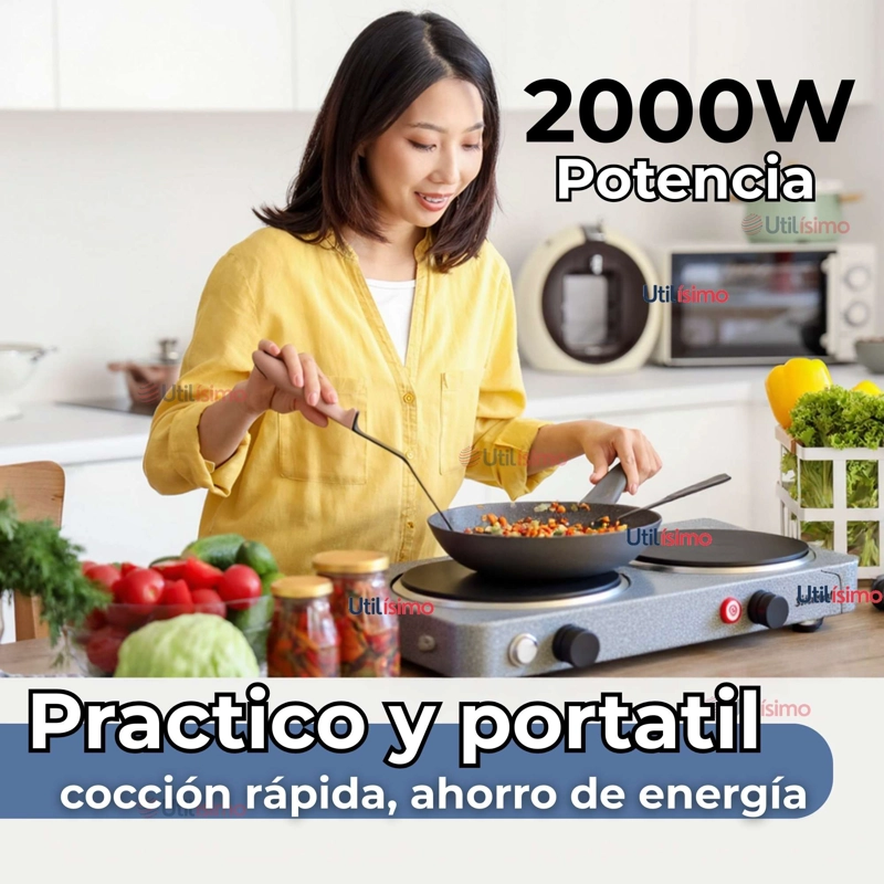 COCINA ELÉCTRICA 2 PLATOS COCINILLA PORTATIL 2000W DE POTENCIA - 5