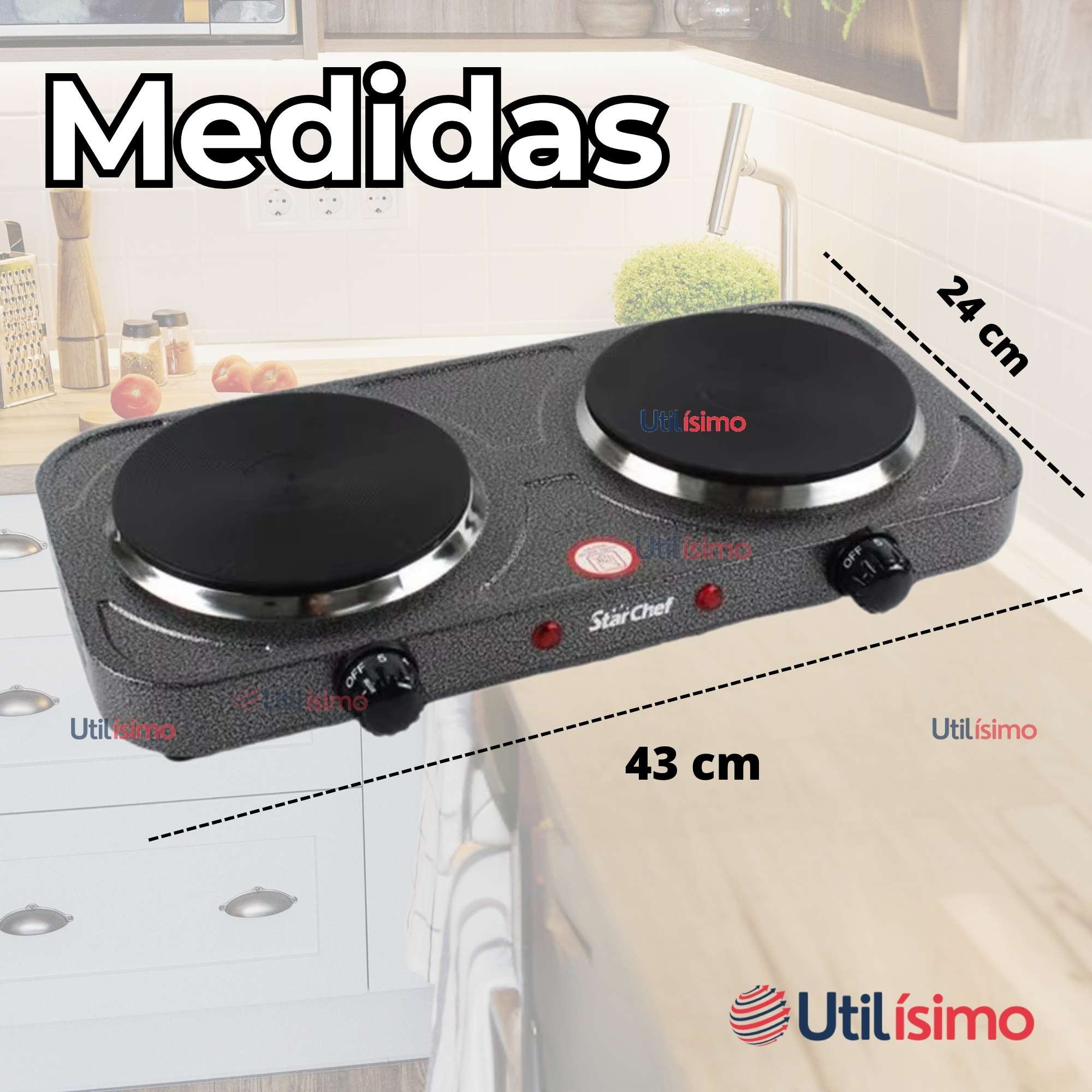 COCINA ELÉCTRICA 2 PLATOS COCINILLA PORTATIL 2000W DE POTENCIA - 6