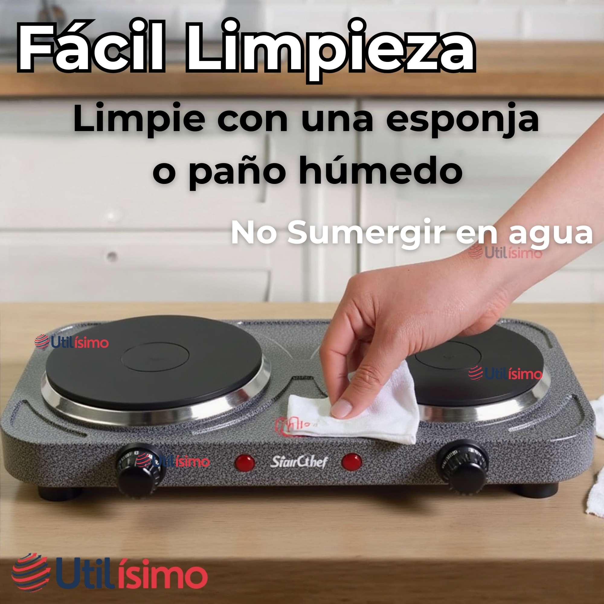 COCINA ELÉCTRICA 2 PLATOS COCINILLA PORTATIL 2000W DE POTENCIA - 7