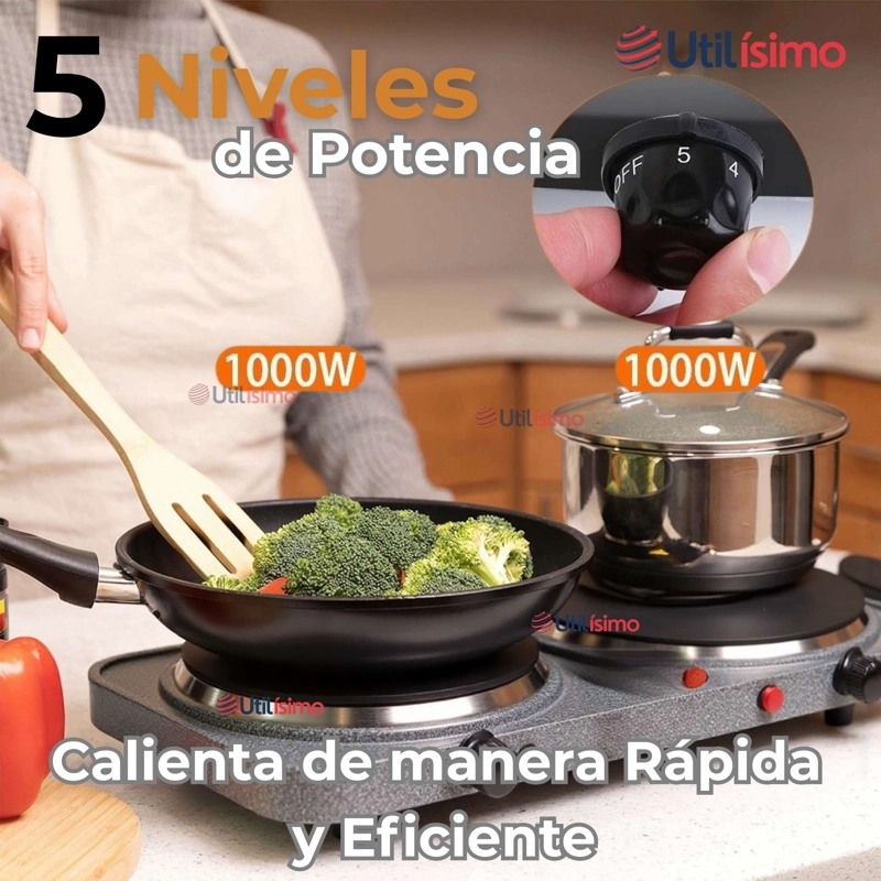 COCINA ELÉCTRICA 2 PLATOS COCINILLA PORTATIL 2000W DE POTENCIA - 8