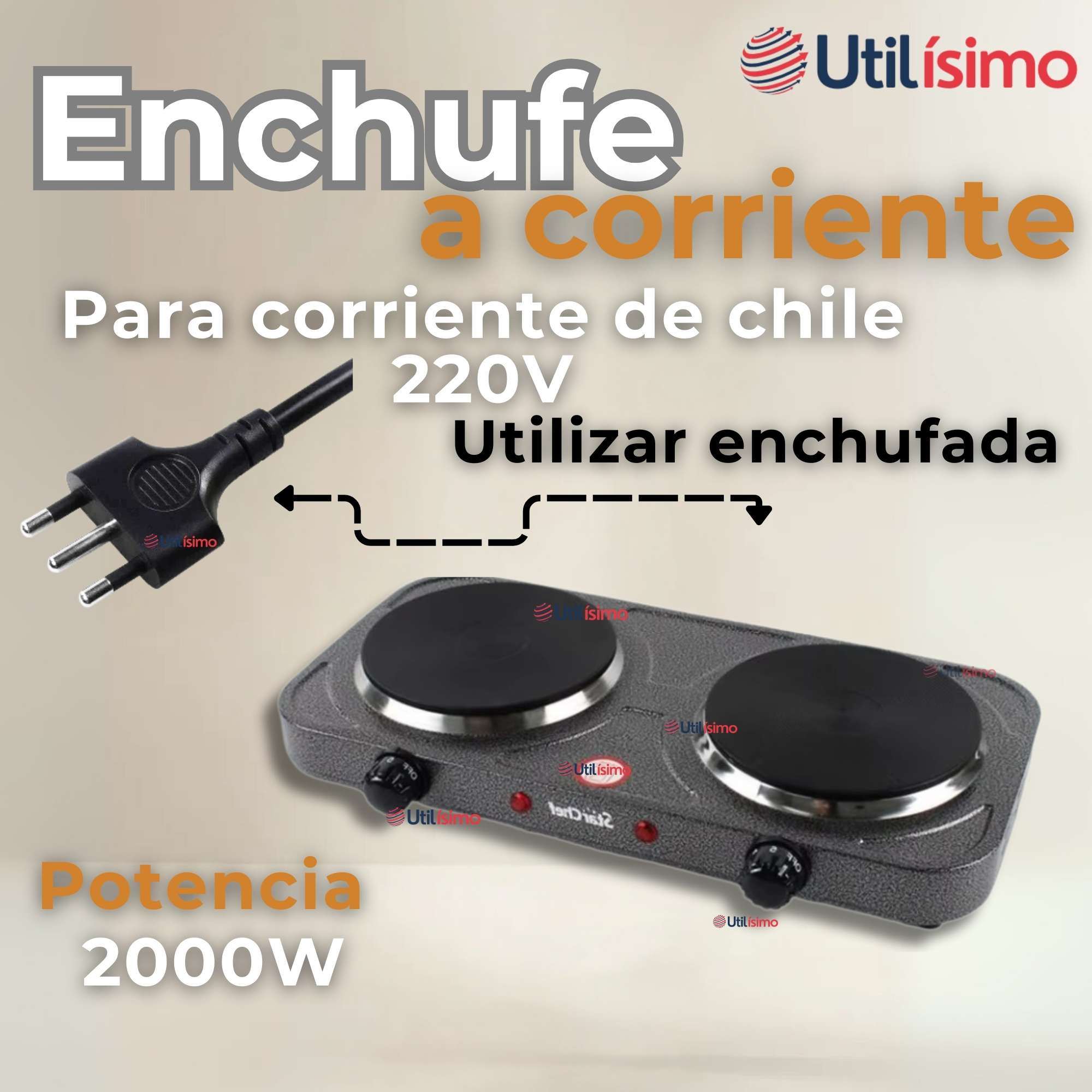 COCINA ELÉCTRICA 2 PLATOS COCINILLA PORTATIL 2000W DE POTENCIA - 10