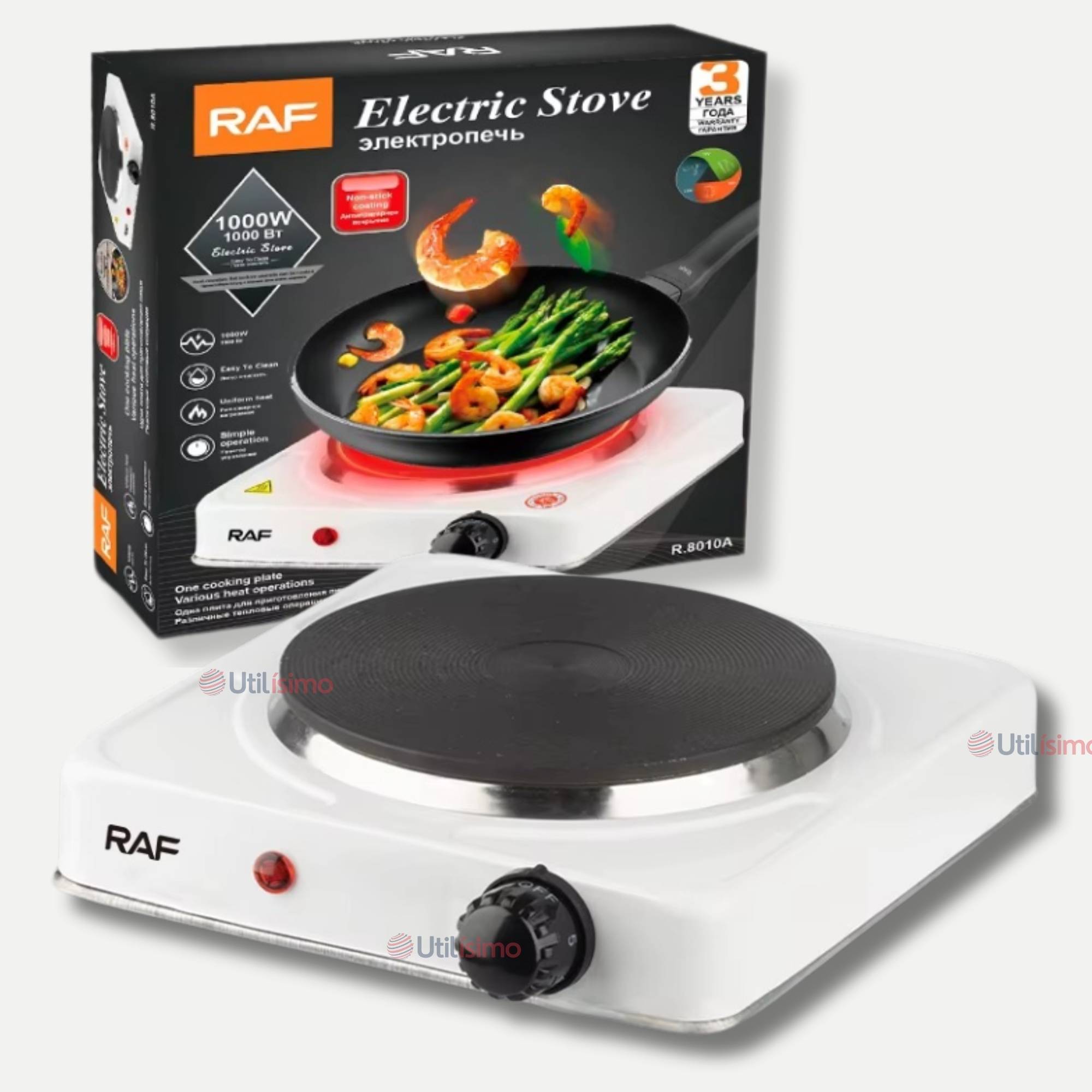 COCINA ELÉCTRICA PORTÁTIL 1 PLATO 1000W DE POTENCIA BLANCO - 1