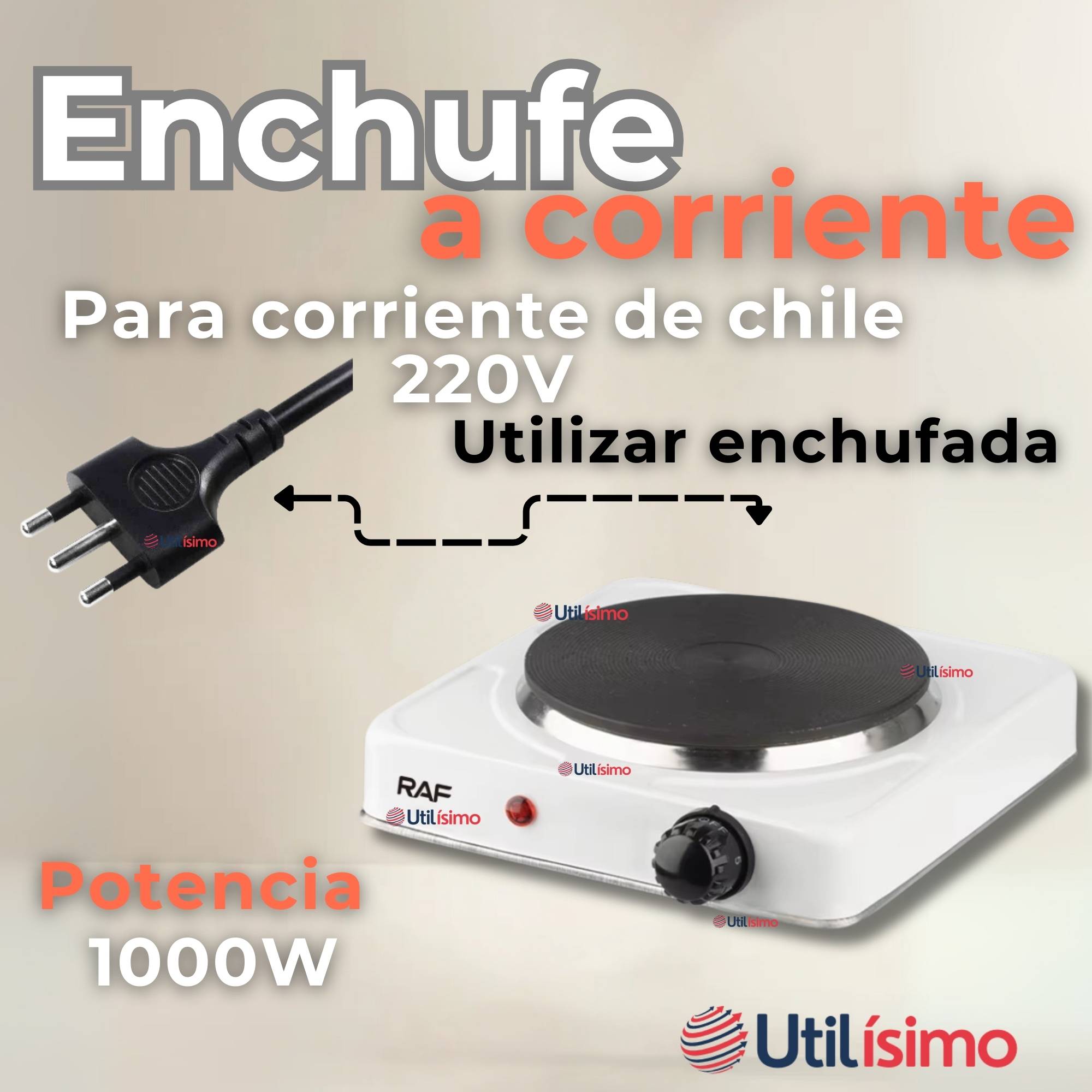 COCINA ELÉCTRICA PORTÁTIL 1 PLATO 1000W DE POTENCIA BLANCO - 2