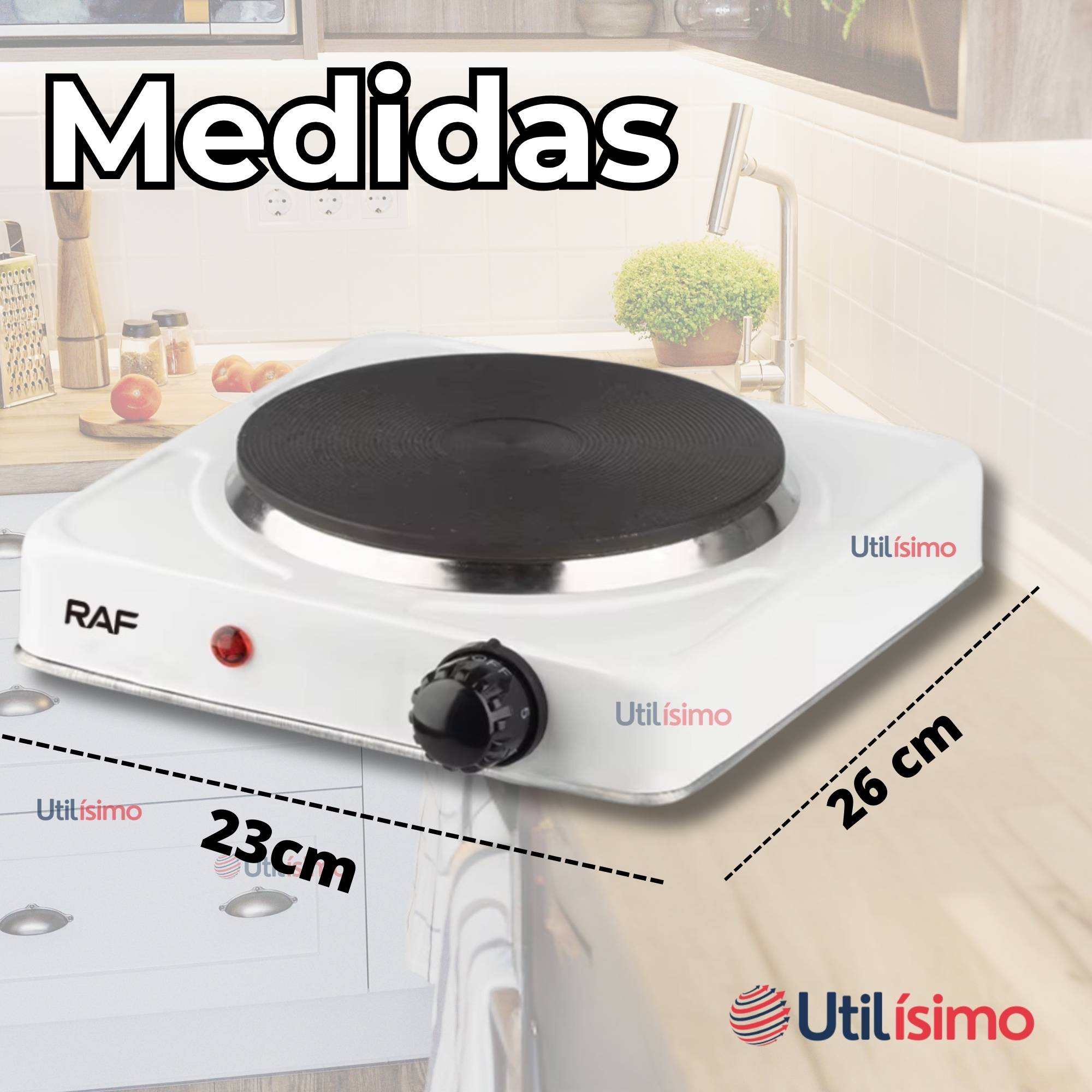 COCINA ELÉCTRICA PORTÁTIL 1 PLATO 1000W DE POTENCIA BLANCO - 5