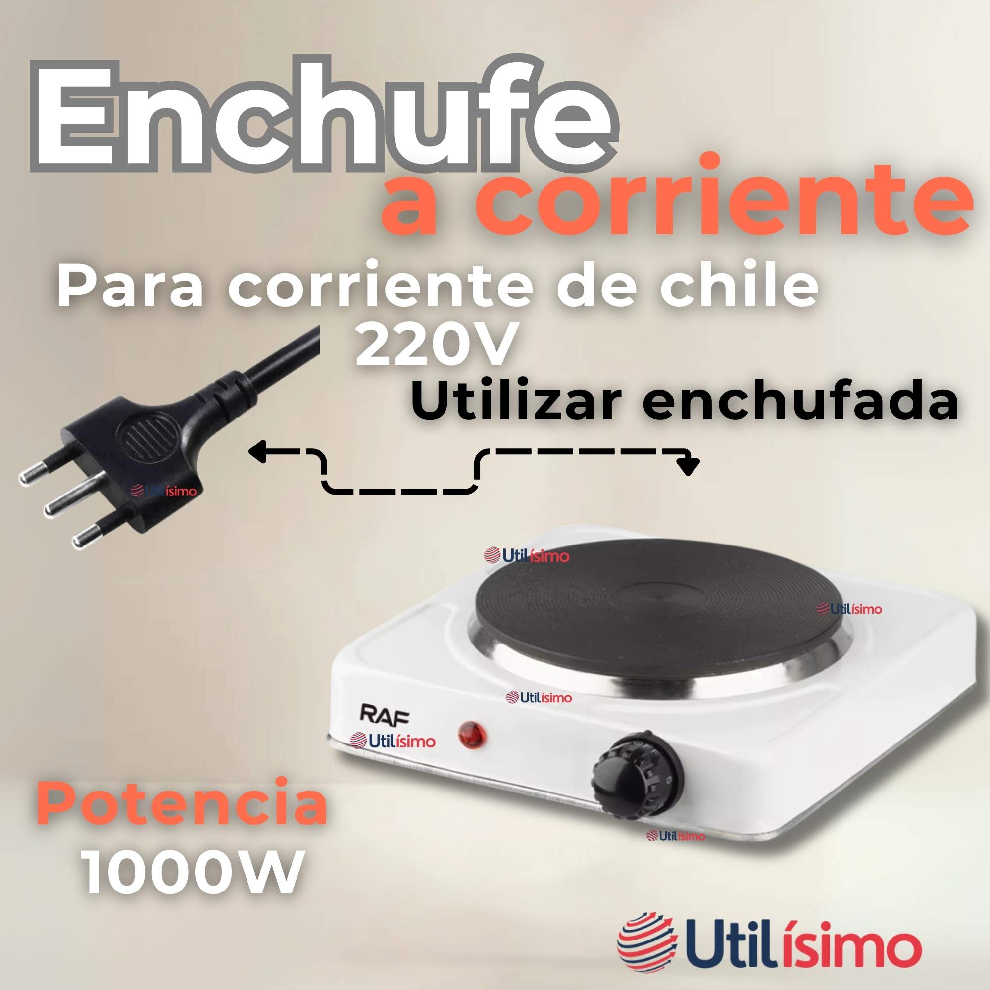 COCINA ELÉCTRICA PORTÁTIL 1 PLATO 1000W DE POTENCIA BLANCO - 2