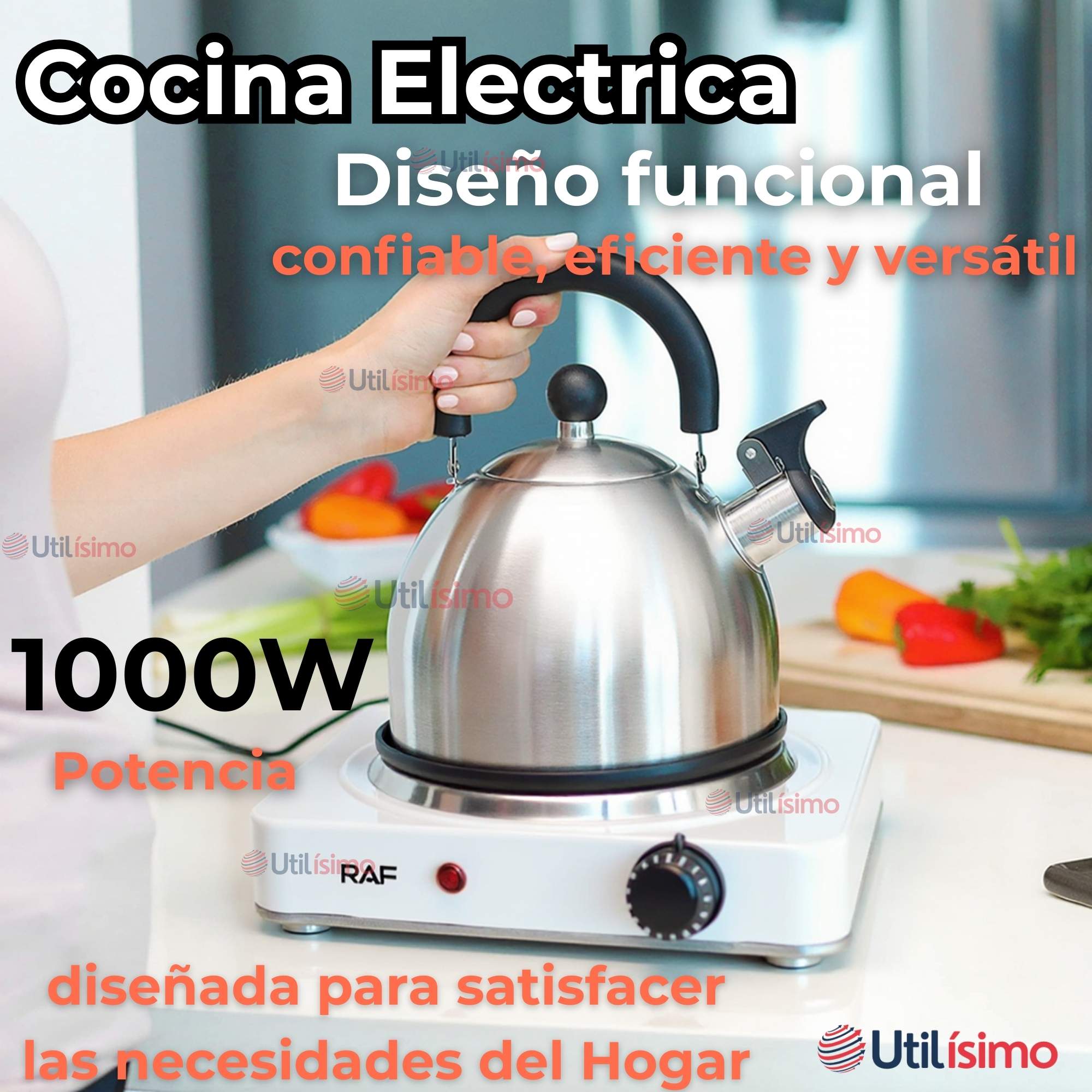COCINA ELÉCTRICA PORTÁTIL 1 PLATO 1000W DE POTENCIA BLANCO - 4