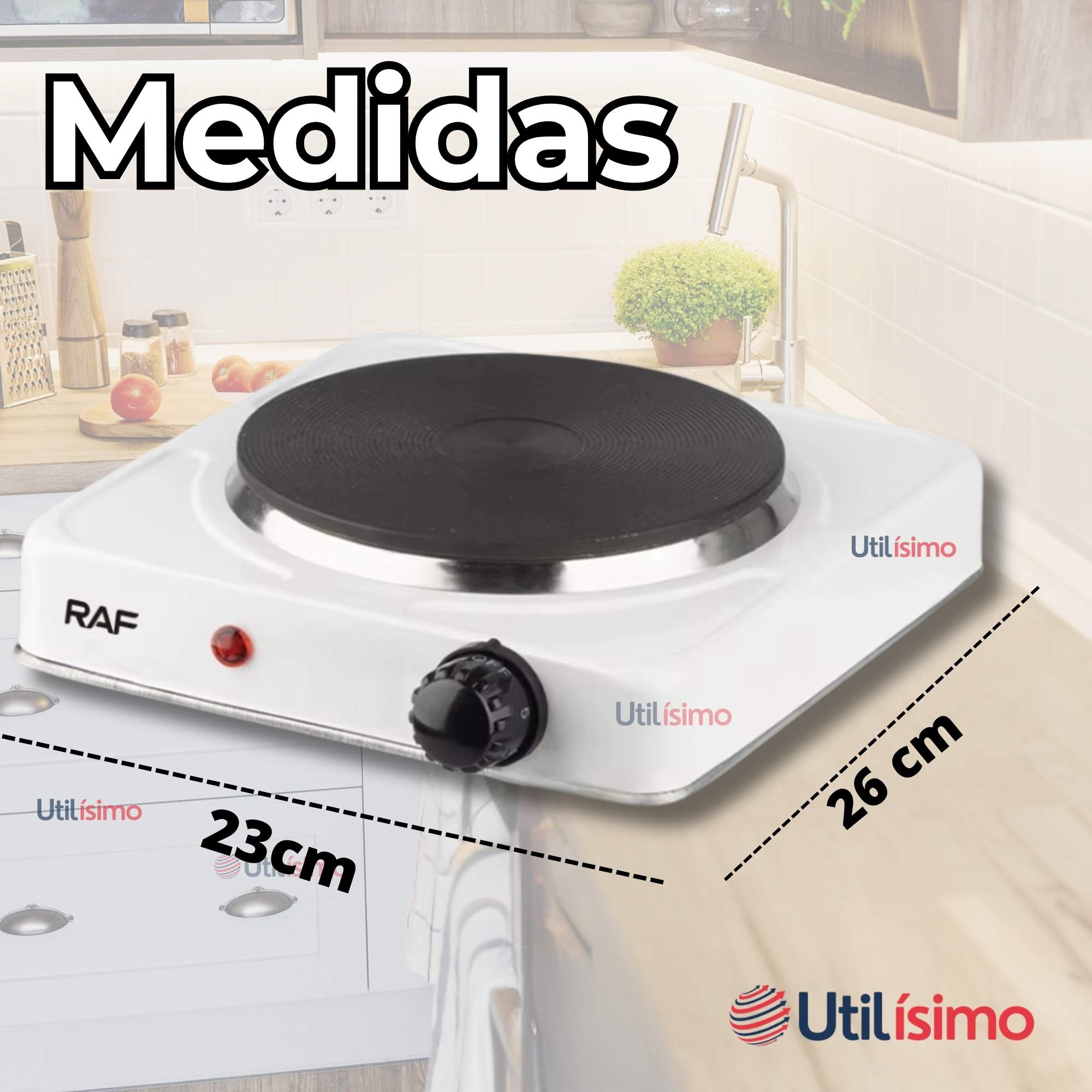 COCINA ELÉCTRICA PORTÁTIL 1 PLATO 1000W DE POTENCIA BLANCO - 5