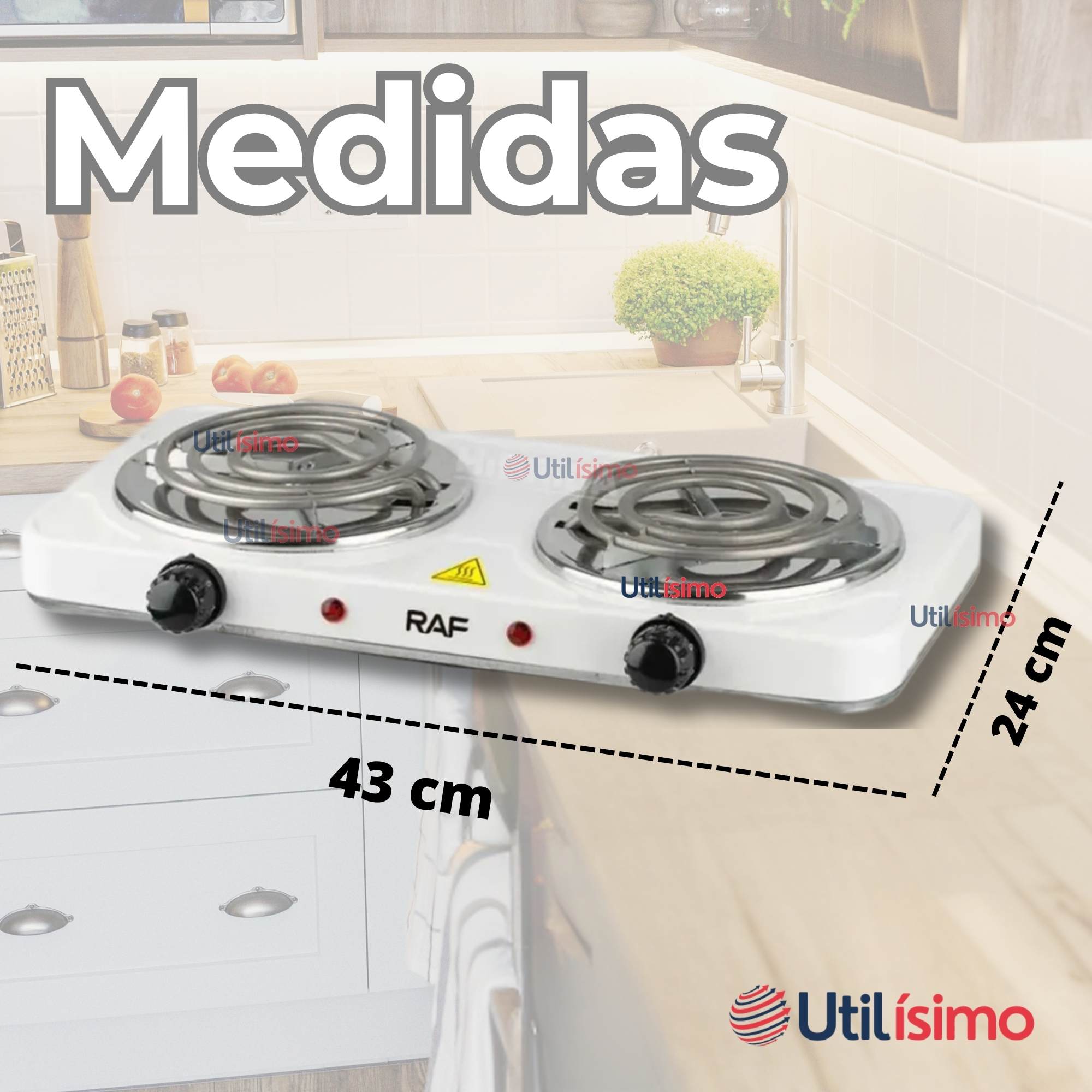COCINA ELÉCTRICA 2 PLATOS 2000W COCINILLA PORTÁTIL BLANCO - 4