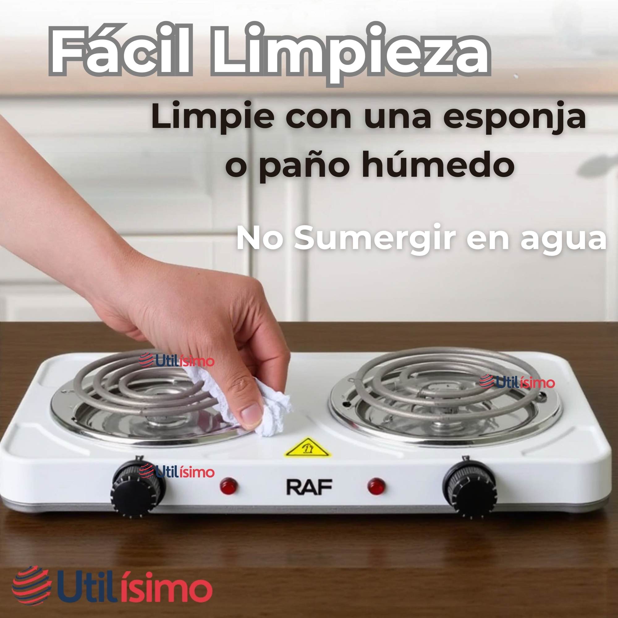 COCINA ELÉCTRICA 2 PLATOS 2000W COCINILLA PORTÁTIL BLANCO - 6