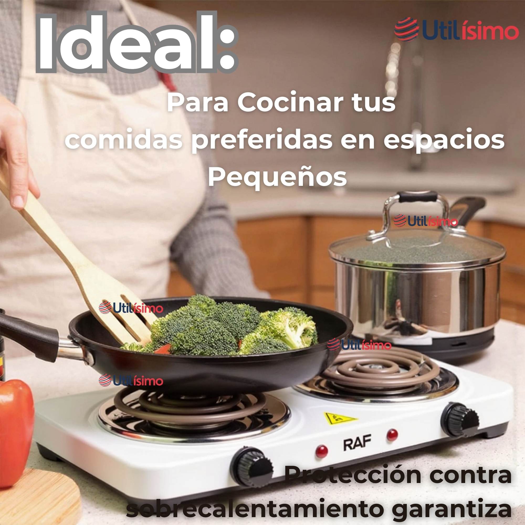 COCINA ELÉCTRICA 2 PLATOS 2000W COCINILLA PORTÁTIL BLANCO - 7