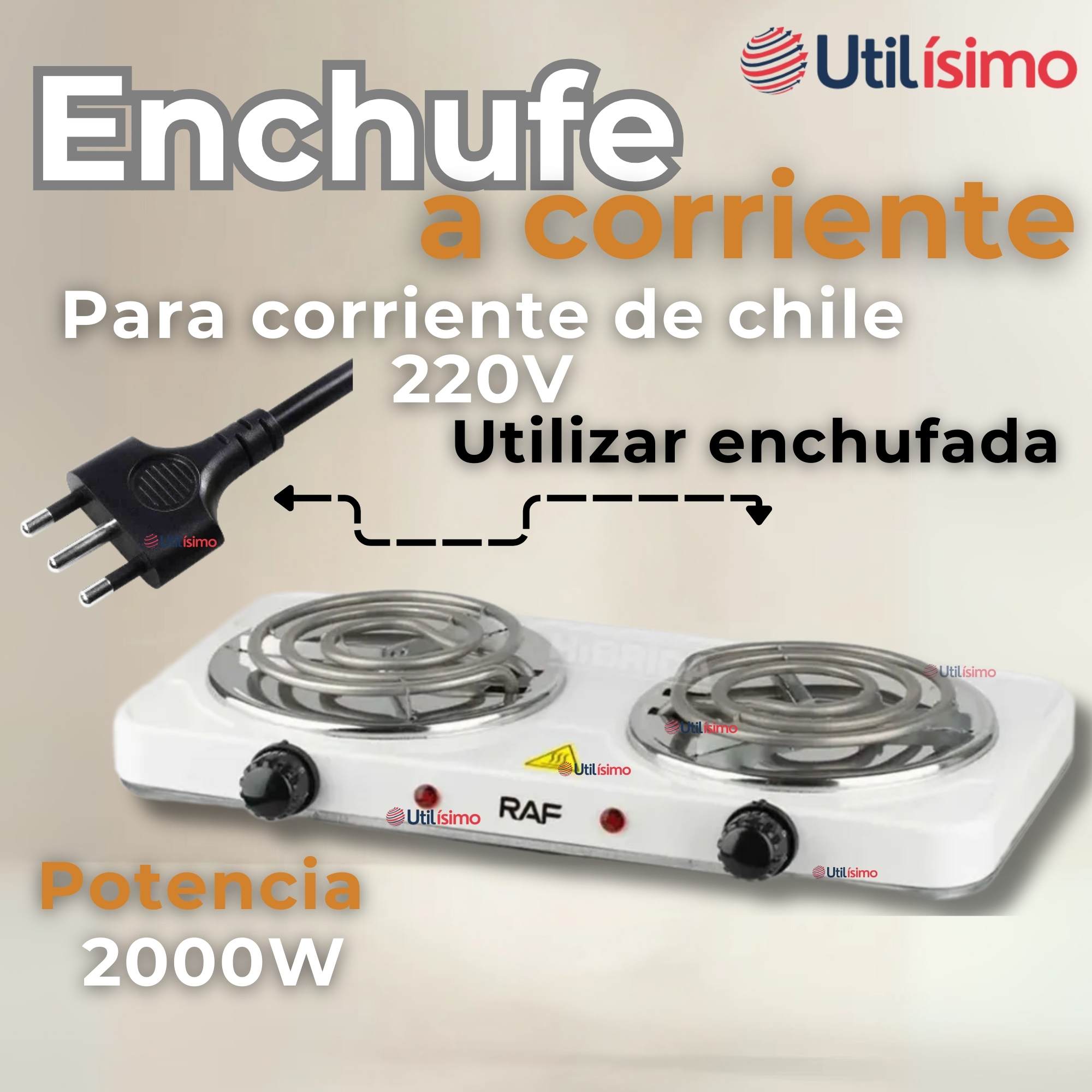 COCINA ELÉCTRICA 2 PLATOS 2000W COCINILLA PORTÁTIL BLANCO - 9