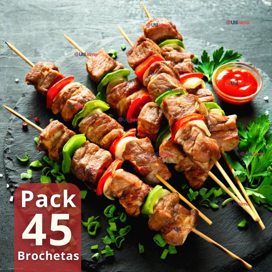 PACK 45 PIEZAS BROCHETAS PARA ANTICUCHOS PINCHOS BAMBU PALILLOS 35CM - 1