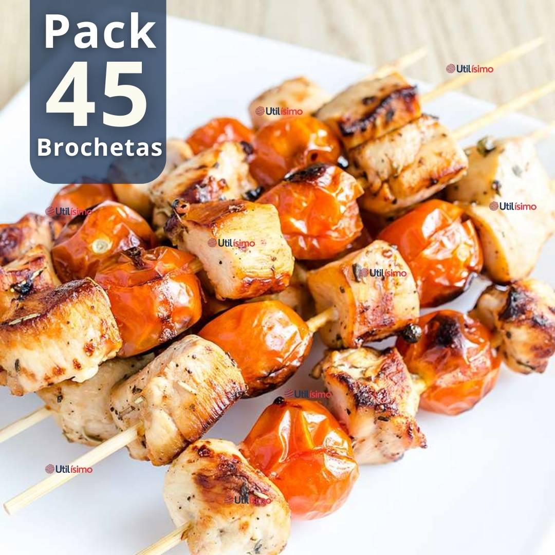 PACK 45 PIEZAS BROCHETAS PARA ANTICUCHOS PINCHOS BAMBU PALILLOS 35CM - 1