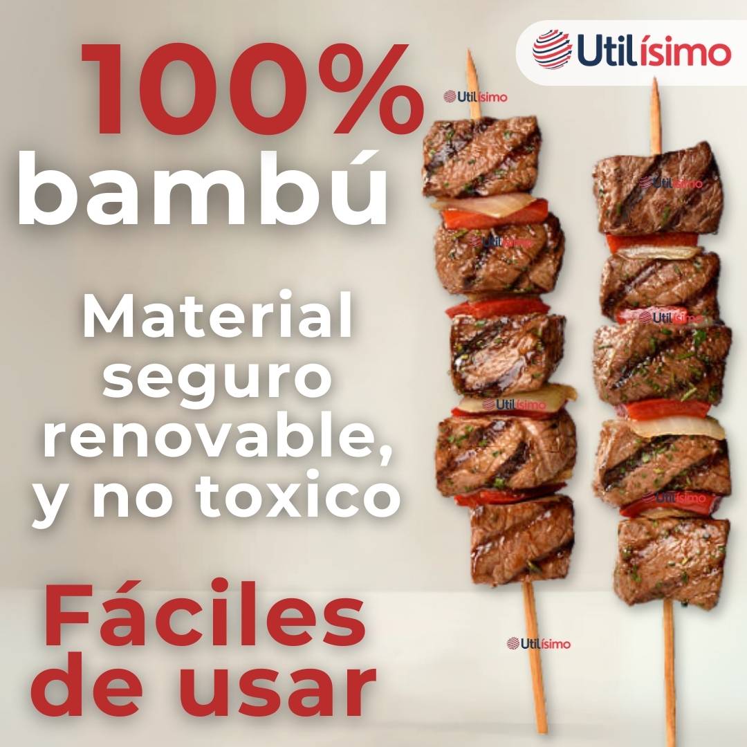 PACK 45 PIEZAS BROCHETAS PARA ANTICUCHOS PINCHOS BAMBU PALILLOS 35CM - 8