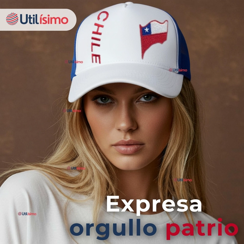 GORRO JOCKEY TALLA UNICA ALTA CALIDAD POLIE STER ESTAMPADO CHILENO - 6
