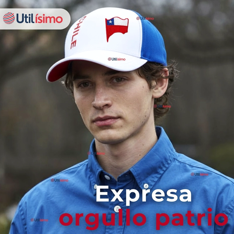 GORRO JOCKEY TALLA UNICA ALTA CALIDAD POLIE STER ESTAMPADO CHILENO - 6