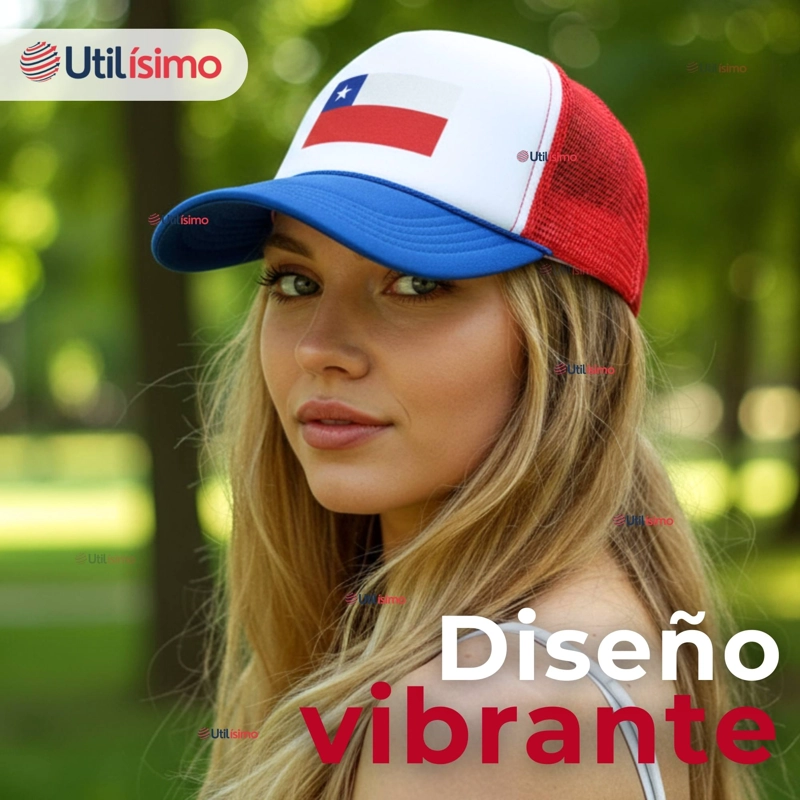 GORRO JOCKEY TALLA UNICA AJUSTABLE MALLA POLIE STER ESTAMPADO CHILENO - 3