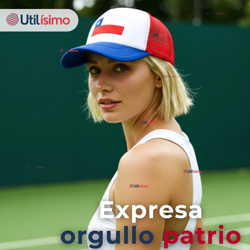 GORRO JOCKEY TALLA UNICA AJUSTABLE MALLA POLIE STER ESTAMPADO CHILENO - 6