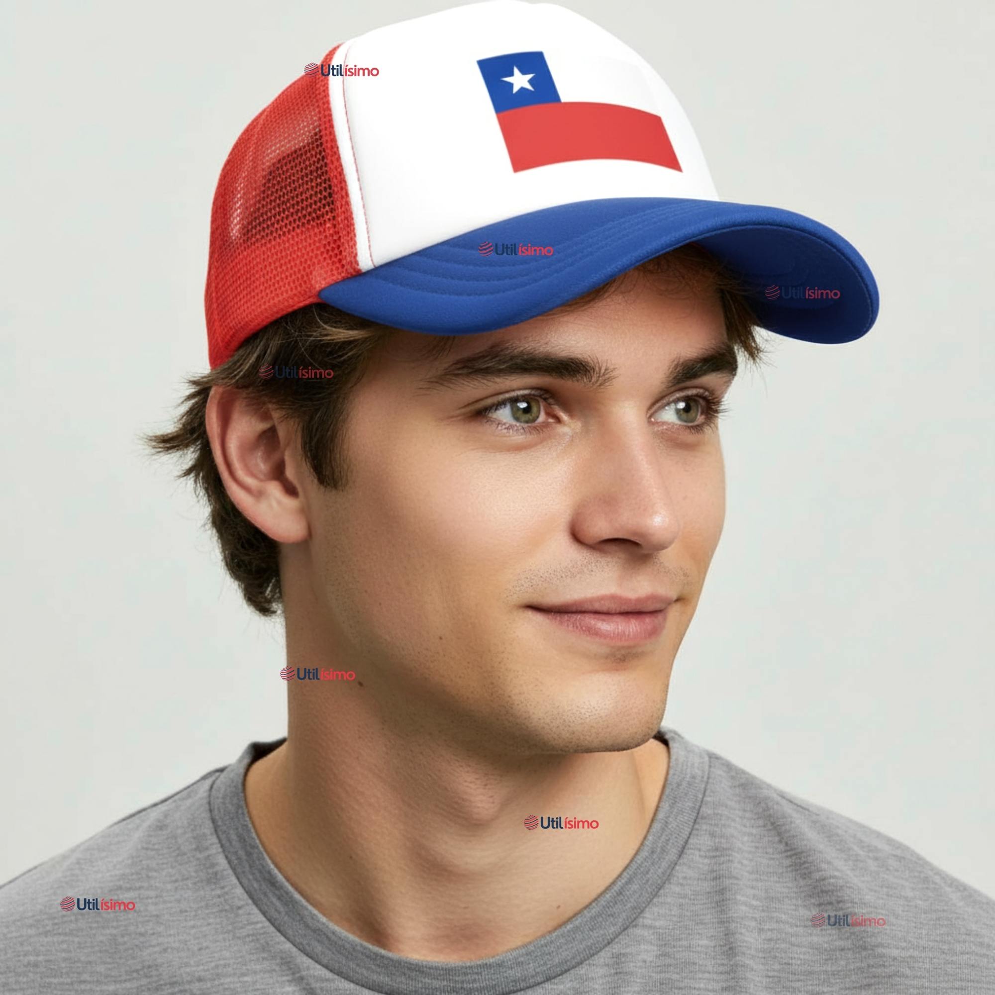GORRO JOCKEY TALLA UNICA AJUSTABLE MALLA POLIE STER ESTAMPADO CHILENO - 1