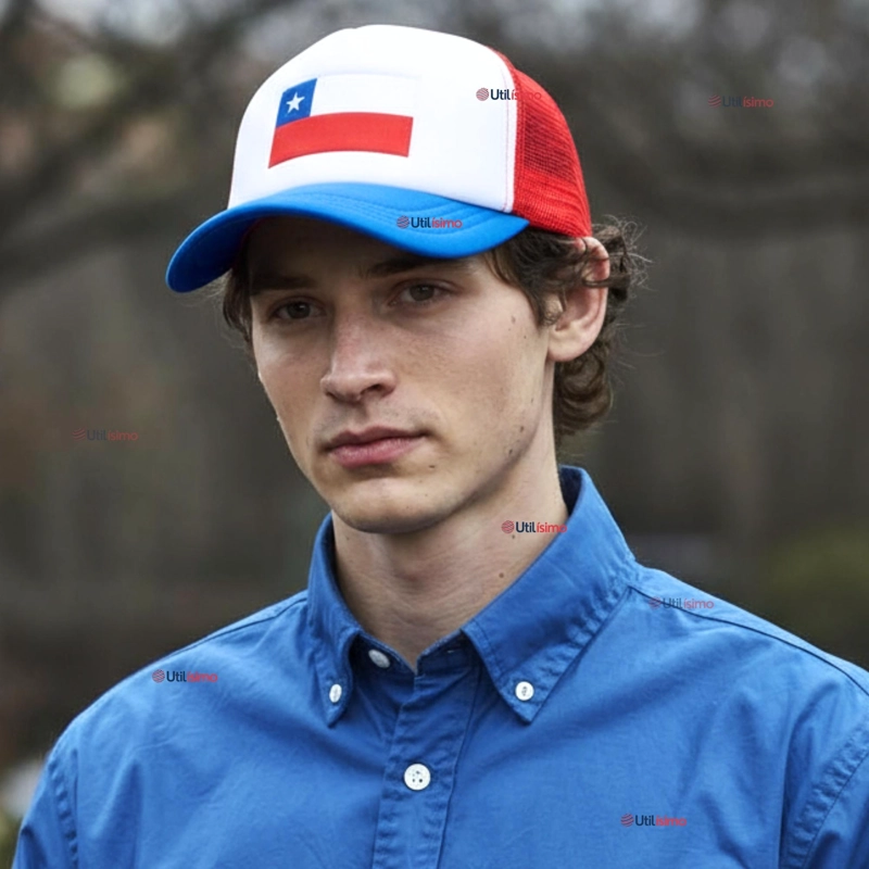 GORRO JOCKEY TALLA UNICA AJUSTABLE MALLA POLIE STER ESTAMPADO CHILENO - 1