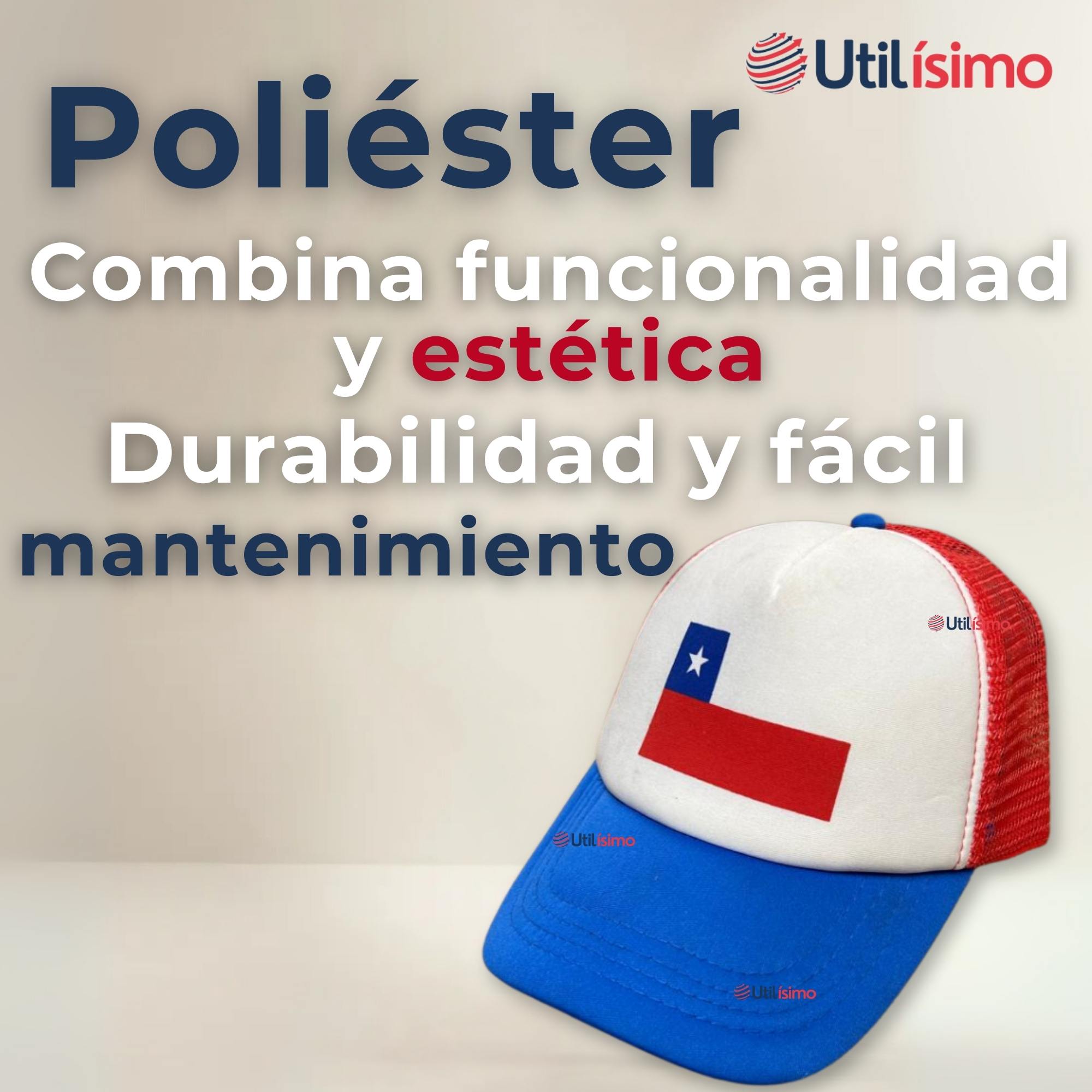 GORRO JOCKEY TALLA UNICA AJUSTABLE MALLA POLIE STER ESTAMPADO CHILENO - 2