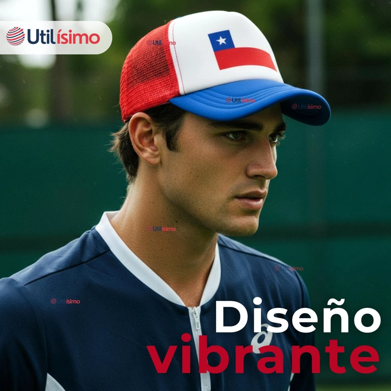 GORRO JOCKEY TALLA UNICA AJUSTABLE MALLA POLIE STER ESTAMPADO CHILENO - 4