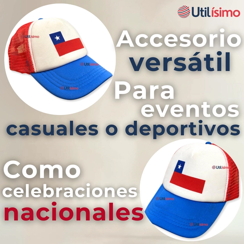 GORRO JOCKEY TALLA UNICA AJUSTABLE MALLA POLIE STER ESTAMPADO CHILENO - 8