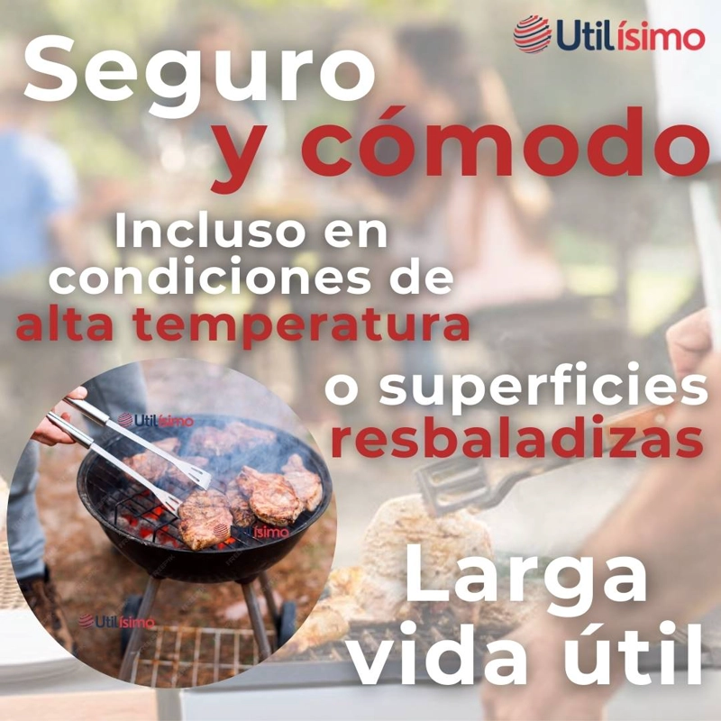 PINZAS PARA PARRILLA Y COCINA ACERO INOXIDABLE MANGO MADERA - 10