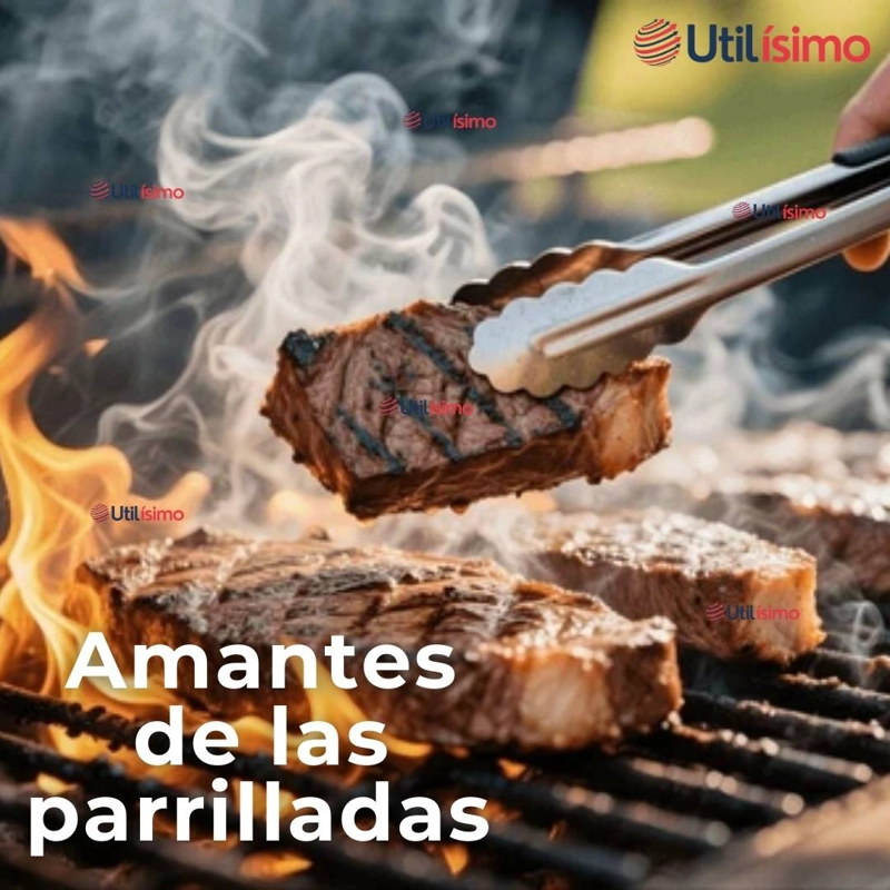 PINZAS PARA PARRILLA Y COCINA ACERO INOXIDABLE MANGO MADERA - 12
