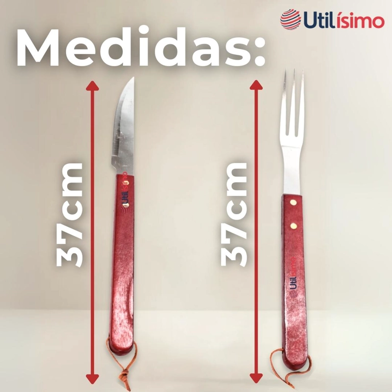 SET CUCHILLO + TENEDOR PARA PARRILLAS Y ASADOS ACERO INOXIDABLE - 5