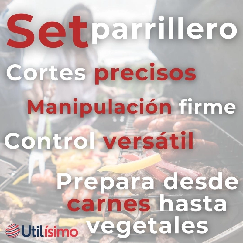 SET CUCHILLO + TENEDOR PARA PARRILLAS Y ASADOS ACERO INOXIDABLE - 9