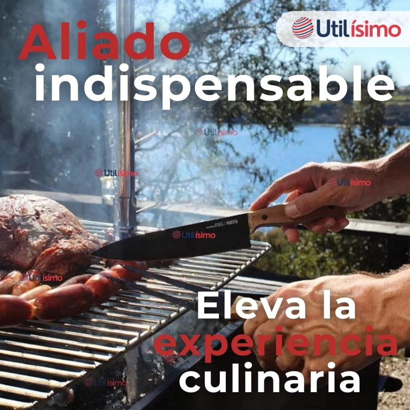 SET CUCHILLO + TENEDOR PARA PARRILLAS Y ASADOS ACERO INOXIDABLE - 6