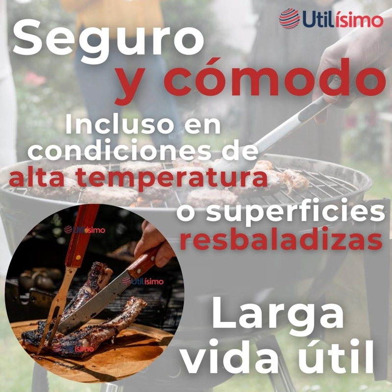 SET CUCHILLO + TENEDOR PARA PARRILLAS Y ASADOS ACERO INOXIDABLE - 8