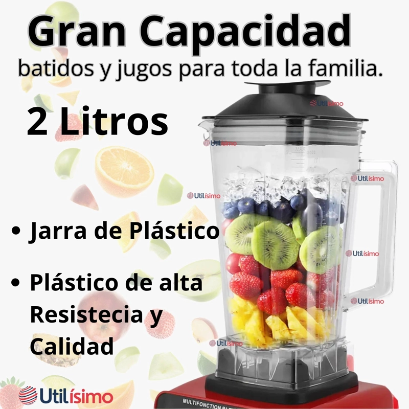 LICUADORA JUGUERA POTENTE MULTIFUNCIONAL JARRA DE PLASTICO 2L 5500W DE POTENCIA + MANGO TRITURADOR - 6