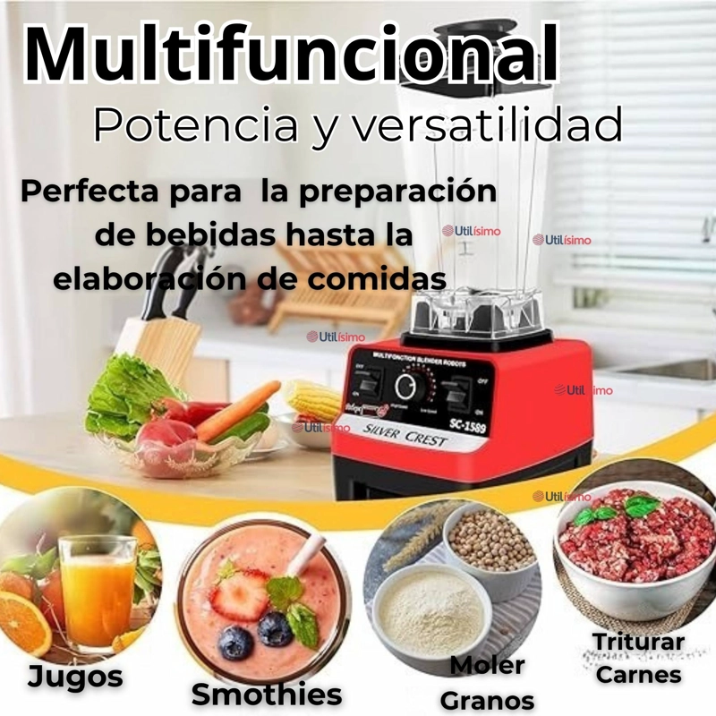 LICUADORA JUGUERA POTENTE MULTIFUNCIONAL JARRA DE PLASTICO 2L 5500W DE POTENCIA + MANGO TRITURADOR - 7