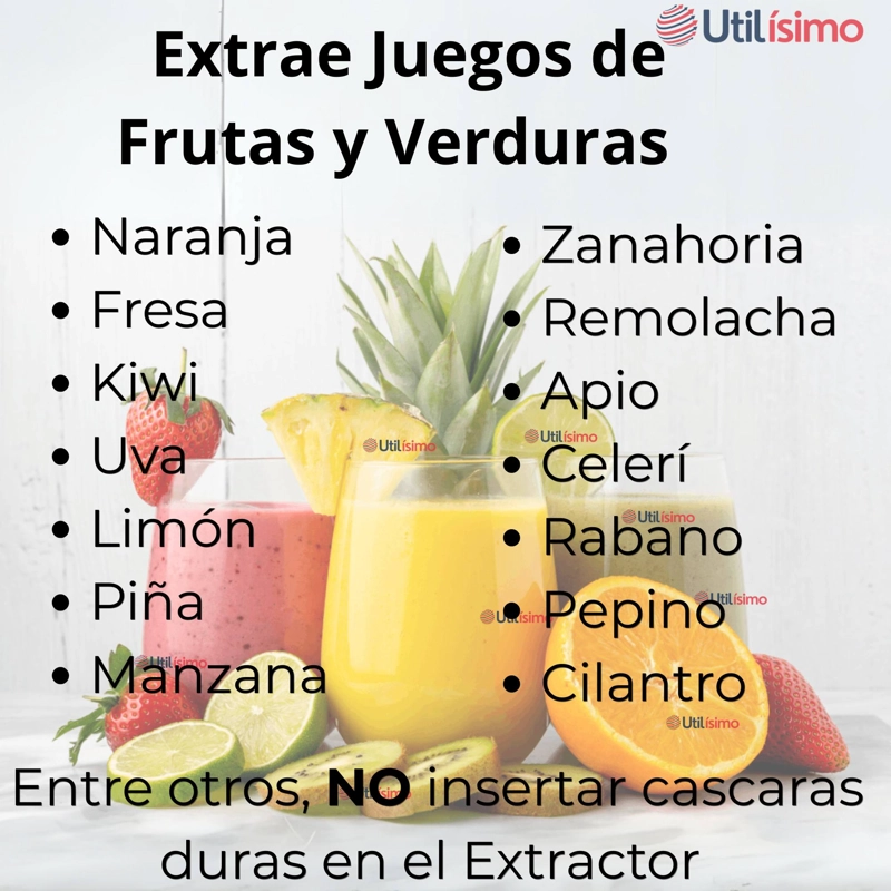 EXTRACTOR EXPRIMIDOR DE JUGOS ELE CTRICO 1000W DE POTENCIA FRUTAS Y VERDURAS - 7