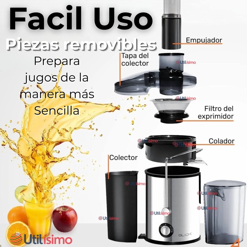 EXTRACTOR EXPRIMIDOR DE JUGOS ELE CTRICO 1000W DE POTENCIA FRUTAS Y VERDURAS - 9