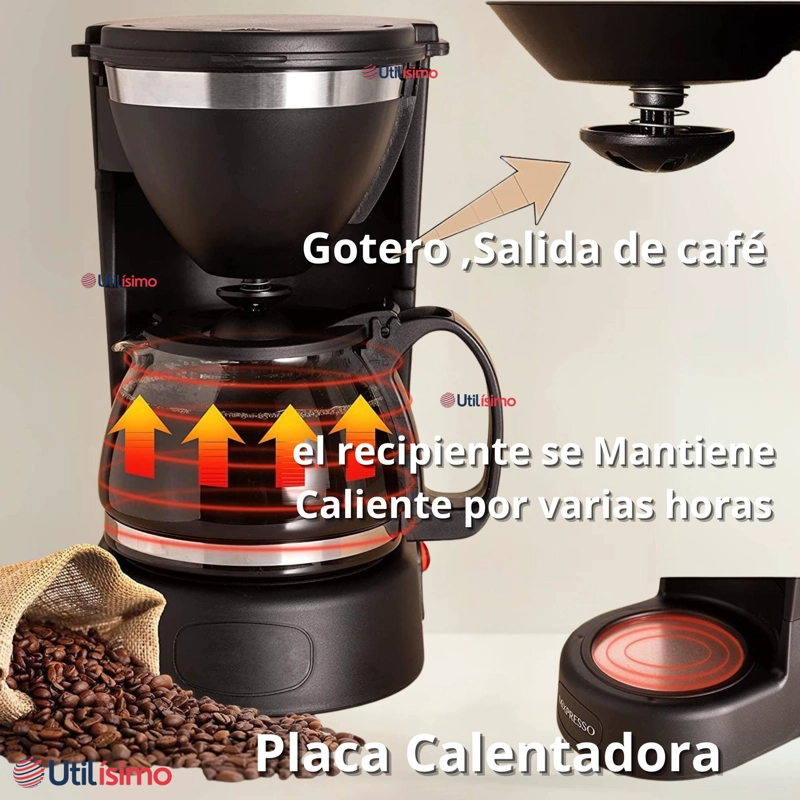 CAFETERA ELE CTRICA 6 TAZAS 600W DE POTENCIA CON FILTRO REUTILIZABLE - 2