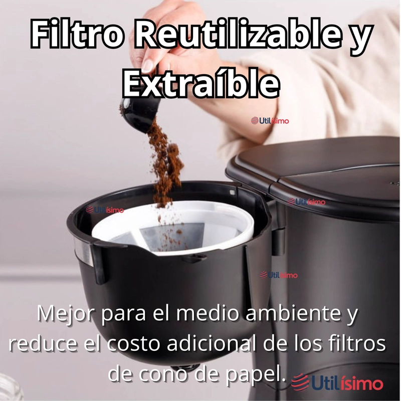 CAFETERA ELE CTRICA 6 TAZAS 600W DE POTENCIA CON FILTRO REUTILIZABLE - 12