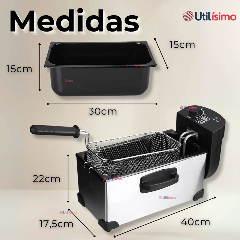 FREIDORA DE ACEITE 3L ELE CTRICA 2000W DE POTENCIA ACERO INOXIDABLE - 4