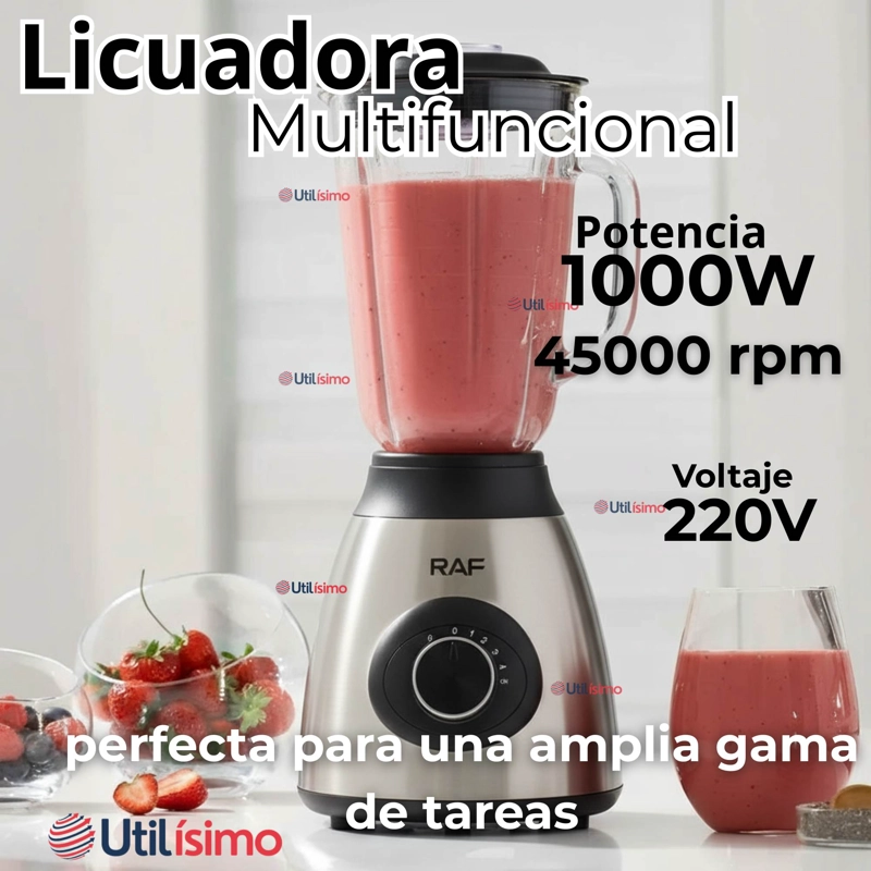 LICUADORA JUGUERA MULTIFUNCIONAL 2 EN 1 PICADORA JARRA DE VIDRIO 1000W DE POTENCIA - 3